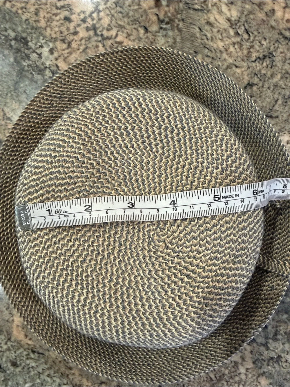 Woven Twist Bucket Hat in Gray and Cream
